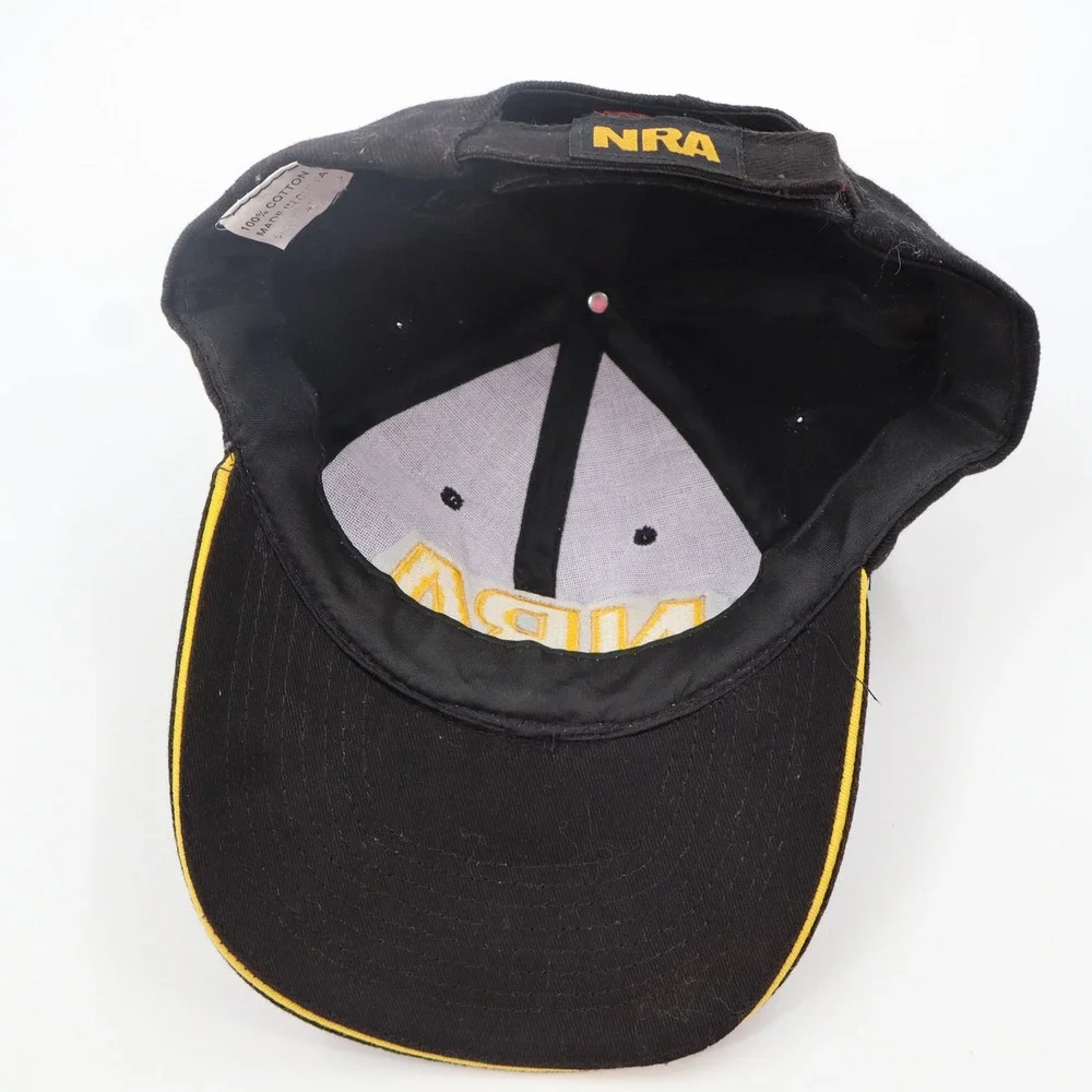 NRA Baseball Cap Black Yellow Embroidered Hat American Flag Adjustable‎ Cotton